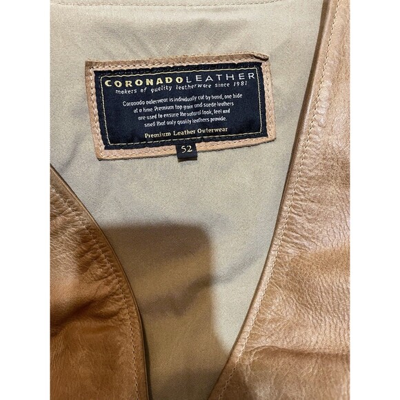Coronado Leather Vest Mens 52 Brown/Tan Concealed Carry Holster Snap Button - Picture 3 of 13